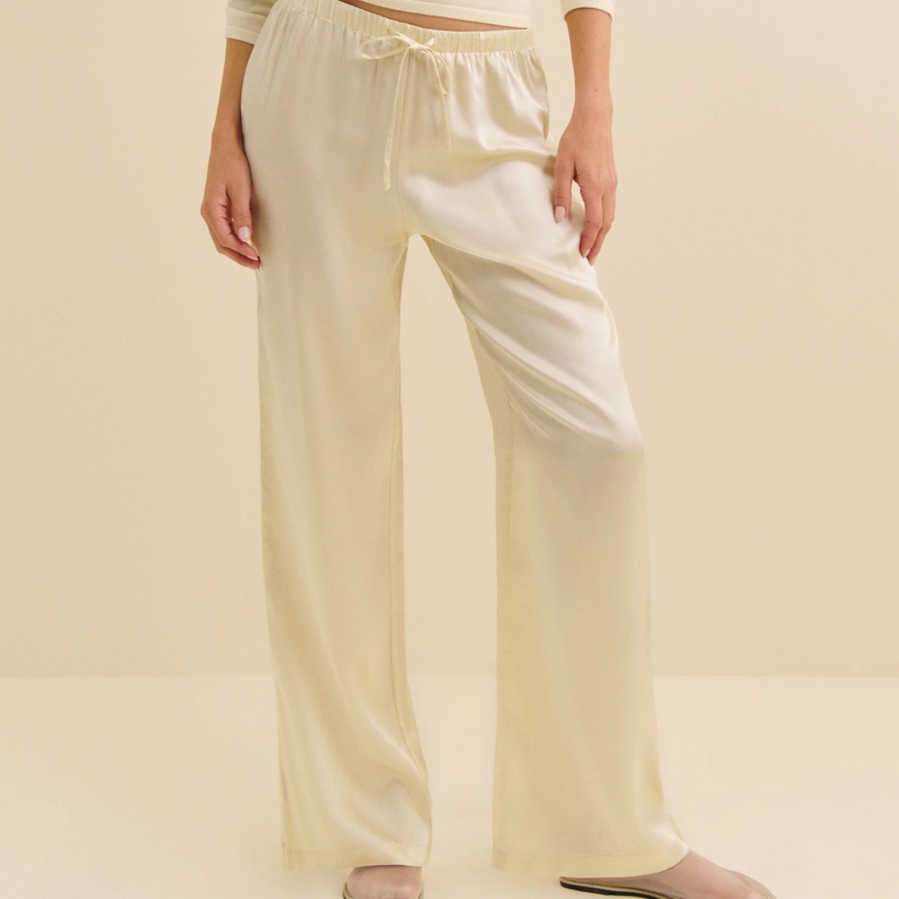 Reformation Olina Silk Pant in sugar